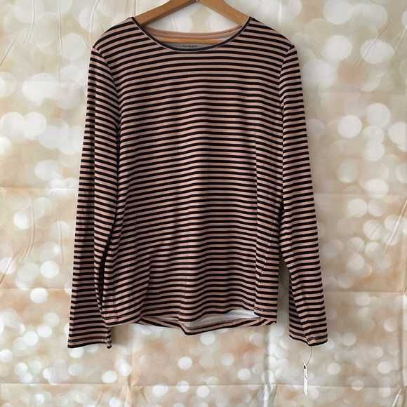 Talbots Tops - T by Talbots Brown and Black Stripped Shirt
